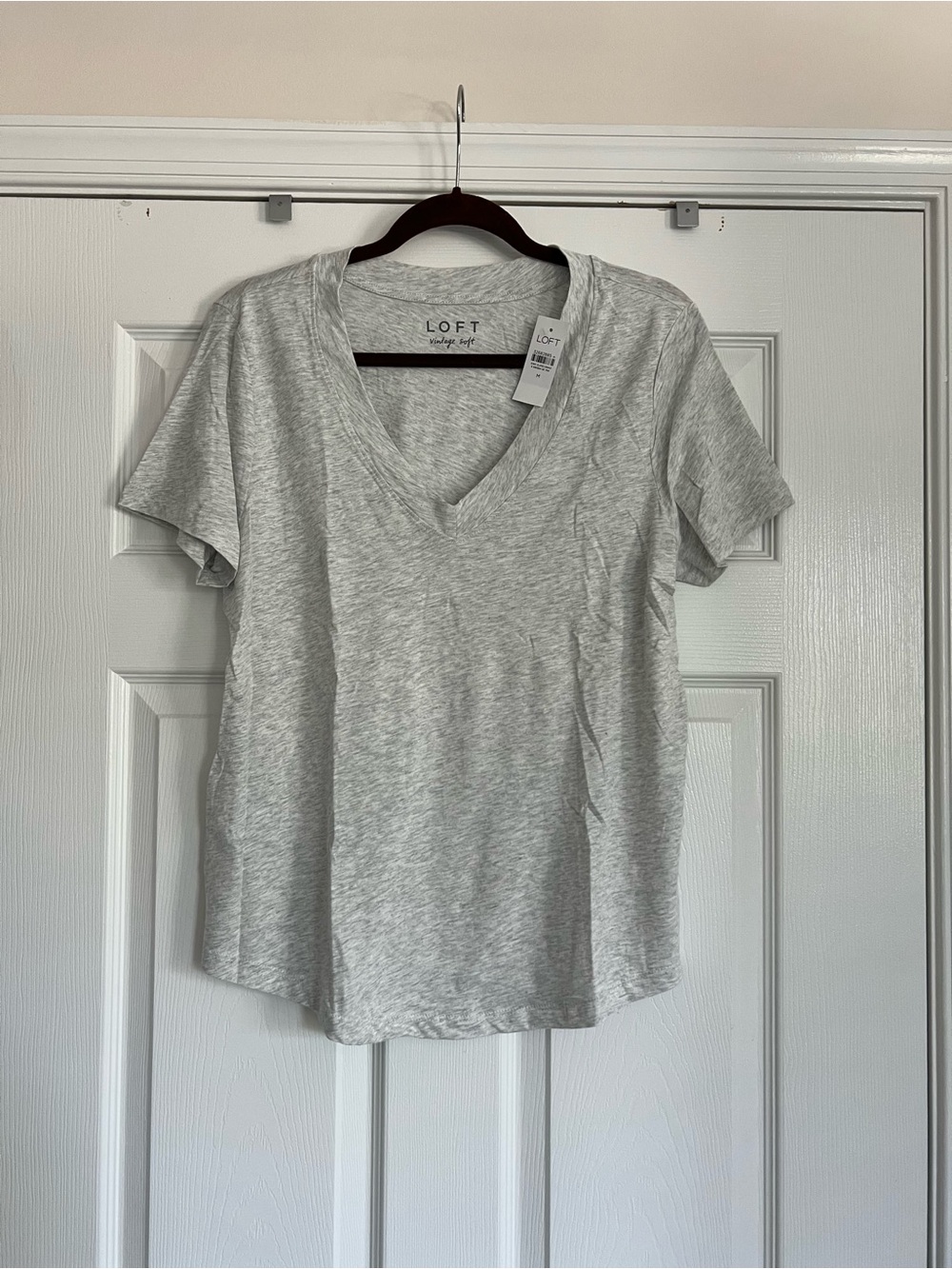 LOFT Heather Gray V-Neck Short Sleeve Tee